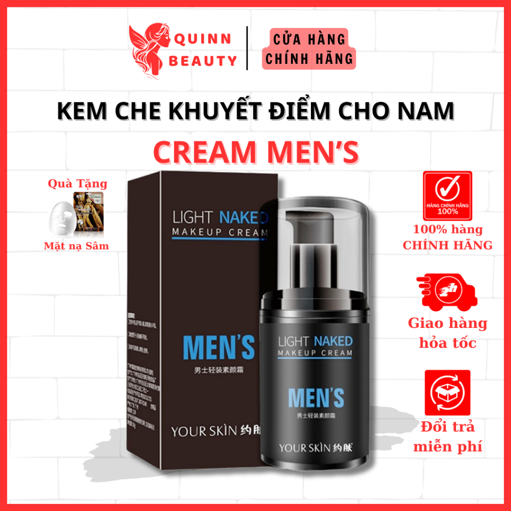 Kem lười che khuyết điểm cho nam giới Cream Men's - Kem che khuyết điểm giúp trắng sáng da mặt - Quinn Beauty