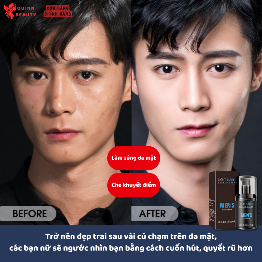 Kem lười che khuyết điểm cho nam giới Cream Men's - Kem che khuyết điểm giúp trắng sáng da mặt - Quinn Beauty