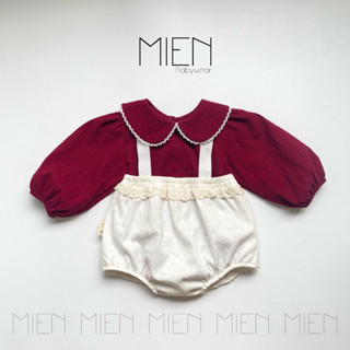   R55  Set yếm quần kèm áo cổ sen ren MIEN cho bé gái 