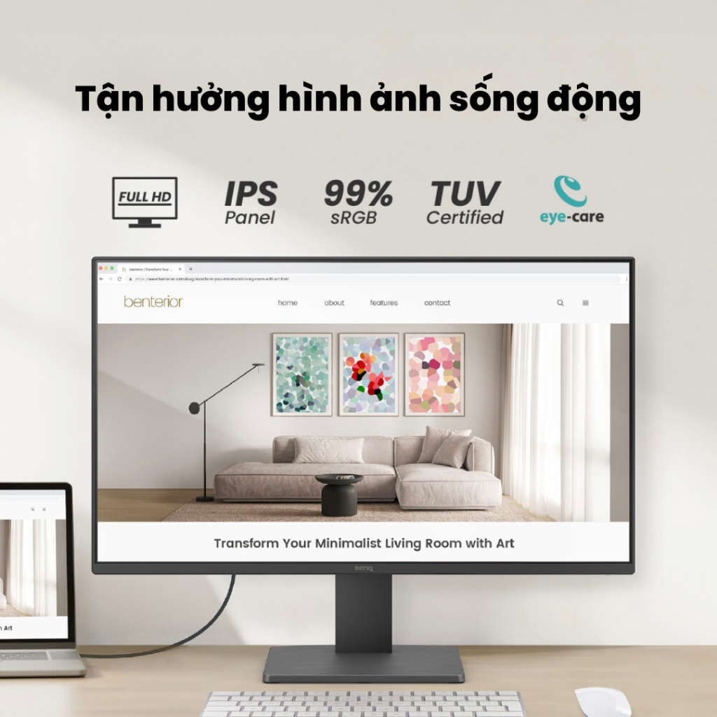 BenQ GW2491_Màn hình bảo vệ mắt 23.8 inch 1080p IPS 100Hz phù hợp làm việc và giải trí | BigBuy360 - bigbuy360.vn