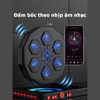 [TẶNG GĂNG TAY] Máy tập boxing theo nhạc, máy đấm bốc treo tường có đèn led, máy tập gym thông minh người lớn và trẻ em