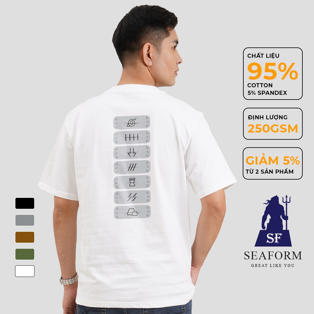 Áo thun nam nữ basic cổ tròn SEAFORM chất liệu Cotton Áo phông tay lỡ in hình Akatsuki Tshirt T111