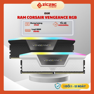 Ram Corsair Vengeance RGB 32GB (2x16GB) 6000MHz DDR5 - Đen/Trắng - BH 36th chính hãng