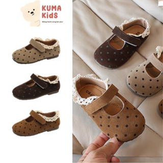 [SALE] Giày trẻ em bé gái CHẤM BI THU ĐÔNG, giày bệt TIỂU THƯ HÀN QUỐC đế mềm Kuma Kids-KBB06 Habu
