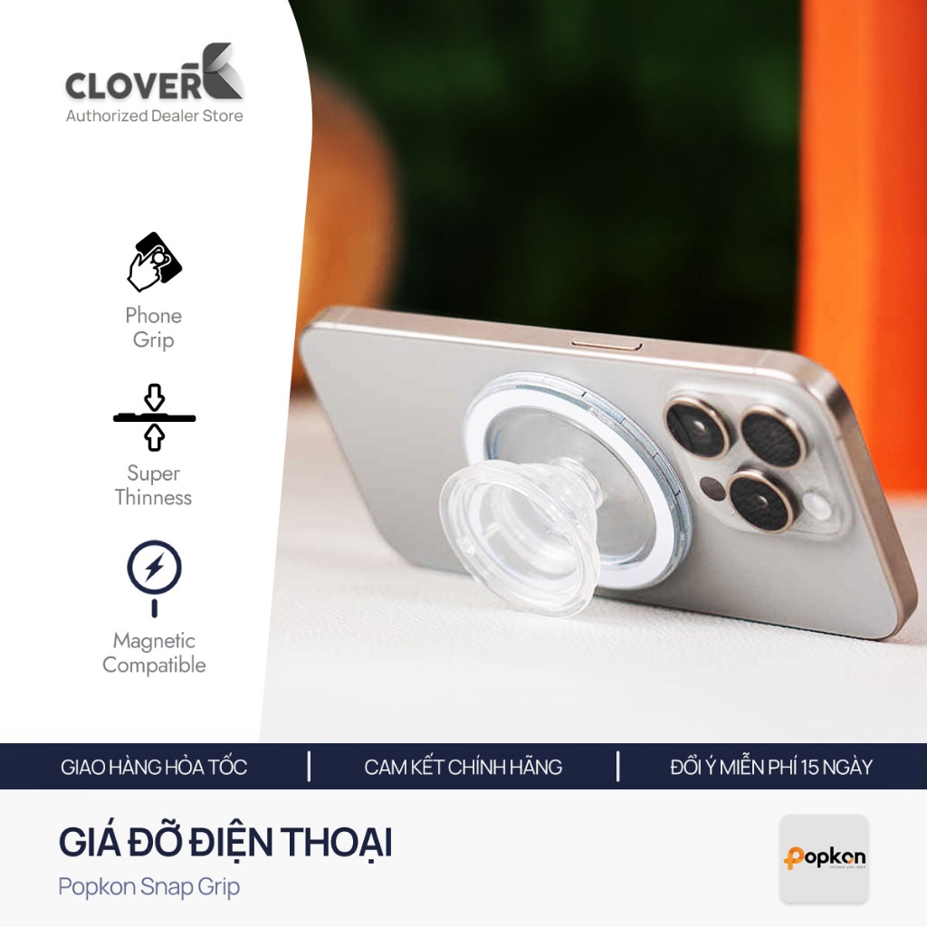Giá Đỡ Popsocket Từ Tính Siêu Mỏng - Xoay 360 / Hít Chặt - Dành cho iPhone 17/16/15 - CloverB