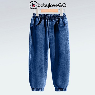 Quần dài bé trai bé gái BabyloveGO, quần jeans bò cho bé dáng jogger chun gấu phong cách Hàn quốc