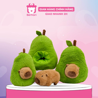 Gấu bông capybara quả bơ Bemori thú nhồi bông quả bơ 2in1 capybara mềm mịn cao cấp