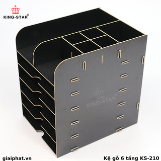 Giá Gỗ 6 Tầng King-Star KS-210 Để Bàn Cao Cấp - Kệ Giá Trị Tài Liệu Hồ Sơ Văn Phòng Ráp Thông Minh