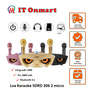 Loa karaoke SD-306 kèm 2 Mic âm thanh lớn, micro hát siêu nhẹ, hút âm tốt