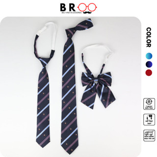 Cà vạt nơ JK kẻ nhiều màu thanh lịch làm đồng phục gia đình, nam nữ sinh có thắt sẵn style Hàn