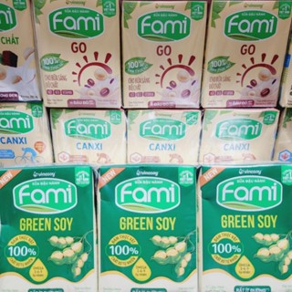 Lốc sữa đậu nành Fami canxi, nguyên chất đủ vị 200ml (6hộp)
