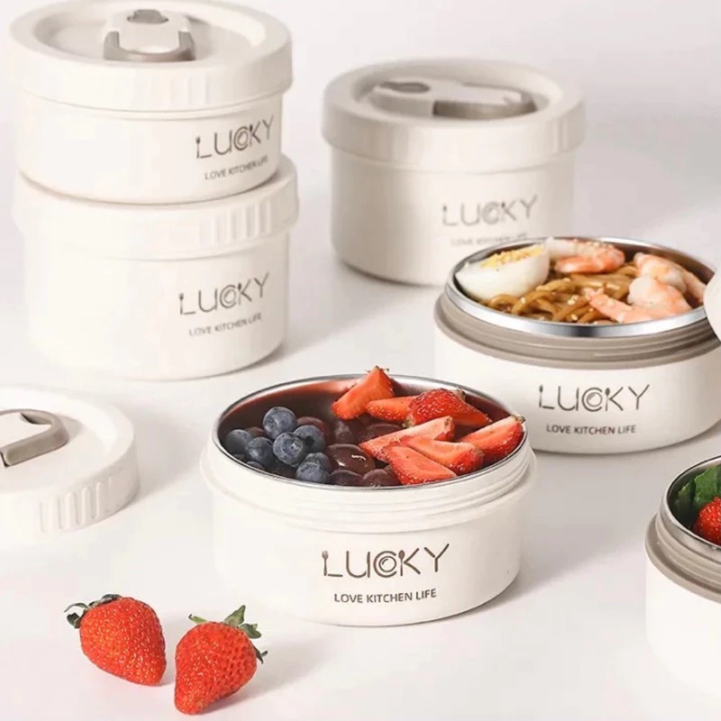 Hộp Cơm Inox Giữ Nhiệt 3 Ngăn Có Túi Lunch Time nhỏ gọn có quai xách tiện lợi - Hộp Cơm Giữ Nhiệt Vă