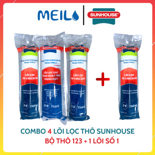  Combo Lõi Lọc Nước Sunhouse Gồm Bộ Thô 123 Và 1 Lõi Số 1 Dùng Cho Các Máy Lọc Nước RO Giúp Loại Bỏ Tạp Chất,Rong Rêu.. 
