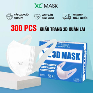 300 cái Khẩu trang 3D XL Xuân Lai 3 lớp vải kháng khuẩn co giãn tốt chống giọt bắn cho người lớn