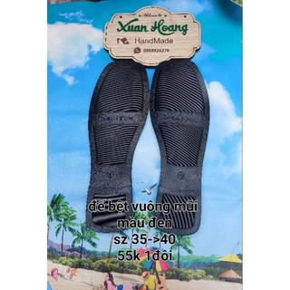 đế bệt mũi vuông cao 1cm có 2 màu đen & da