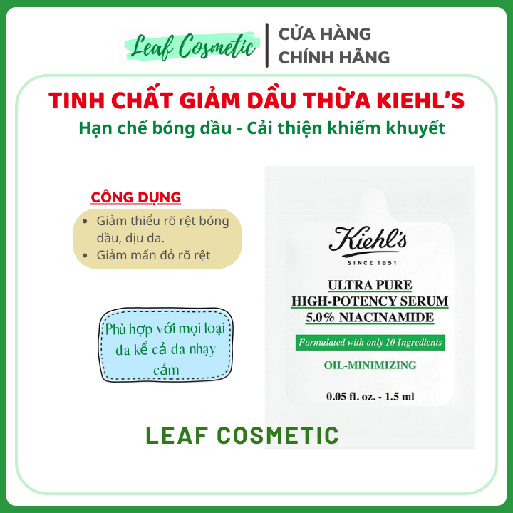 Tinh Chất Giảm Mụn Kiehl s Niacinamide Serum 1.5ml | 5% Niacinamide Gói Sample