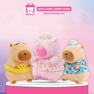Gấu bông capybara Bemori thú nhồi bông chuột lang capybara đeo phao mặc áo hawaii đi biển