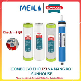Combo 4 Lõi Lọc Nước Sunhouse Gồm Bộ Thô 123 Và Màng RO Giúp Loại Bỏ Tạp Chất,Chất Gây Mùi Và Loại Bỏ 99,99% Vi Khuẩn...