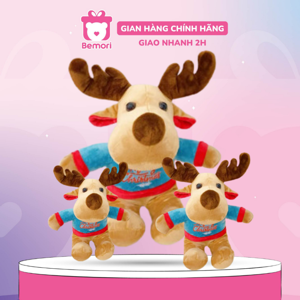 Gấu Bông Tuần Lộc Áo Merry Christmas, Gấu Bông Noel Cao Cấp Siêu Dễ Thương - Bemori.official