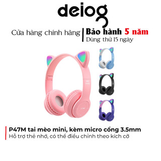  Tai nghe giá rẻ 5.0 P47M B tai mèo loại mini kèm micro có cỗng 3.5mm 
