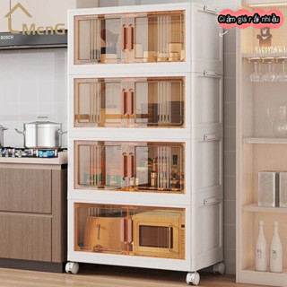 Tủ nhựa trong suốt cho mẹ và bé chất liệu PP, tủ gấp chắc chắn, cửa từ, có bánh xe đa năng model nâng cấp 50cm,4/5/6 lớp