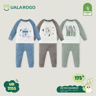 Bộ dài tay mỏng cho bé mặc đi ngủ mùa hè Ualarogo 9 tháng - 4 tuổi vải Sợi tre Bamboo mềm mịn co giãn thoáng khí 2155