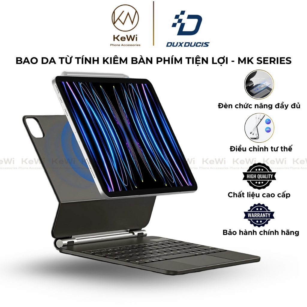 Bao Da Từ Tính Nam Châm Kiêm Bàn Phím Dux Ducis Dành Cho iPad Air 7 M3 / 6 / 5 / 4, iPad Pro 11 (201