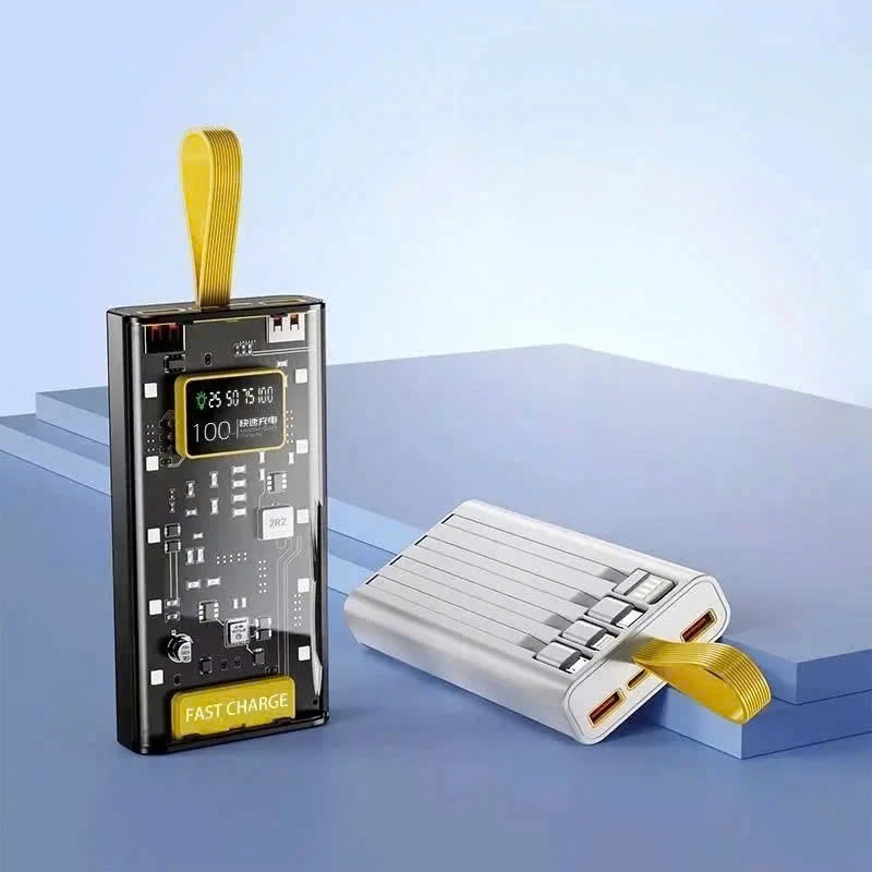 Sạc Dự Phòng Trong Suốt 30000mah,Pin Dung Lượng Lớn,Hiển Thị Phần Trăm Pin