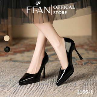 Giày nữ cao gót mũi nhọn đế đúp [da bóng mềm mại] gót nhọn 10 phân 11661 FFAN STORE, bít mũi big size màu đen be đỏ