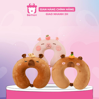 Gấu Bông Gối Kê Cổ Chữ U Hình Capybara Hot Trend Màu Nâu, Màu Hồng Đáng Yêu - Bemori.official