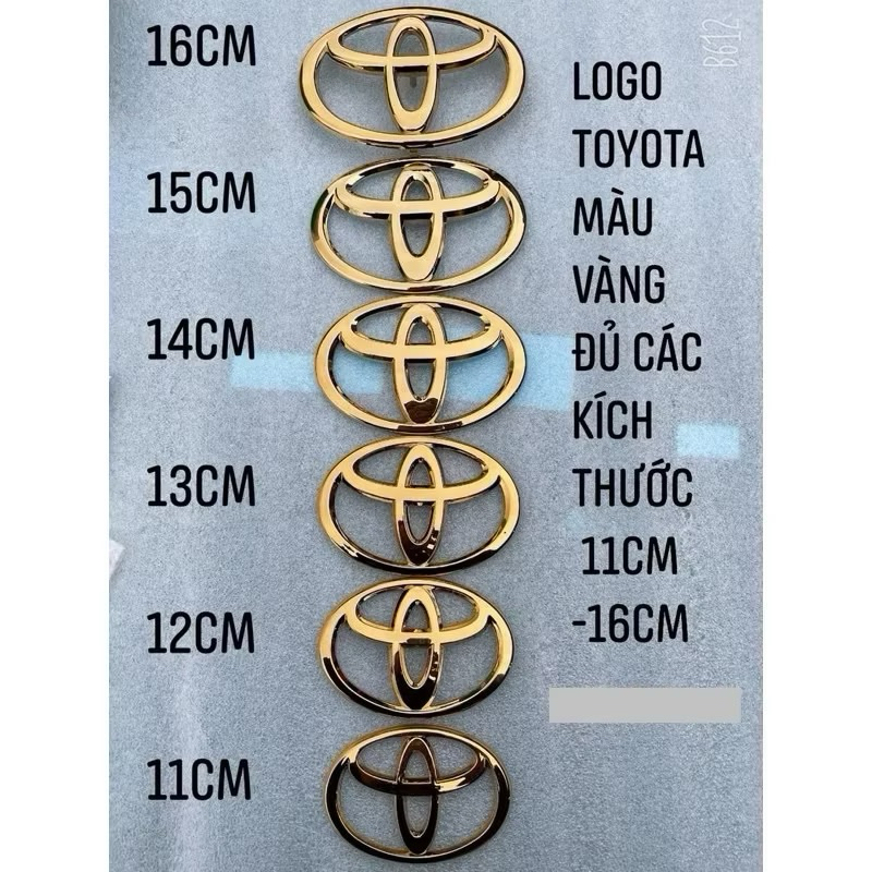 Logo TOYOTA màu vàng dành cho xe TOYOTA VIOS INNOVA FORTUNER CAMRY COROLLA ALTIS YARIS PRADO LAND CR