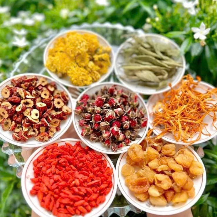 Trà Đông Trùng Hạ Thảo 7 Vị Thảo Mộc An Hiền(gói lẻ), giúp đẹp da,dễ ngủ, nguyên liệu sấy lạnh