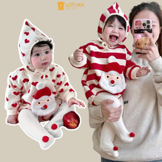  Body Chip Noel Kèm Mũ Lót Lông Nhung Ấm Áp Cho Bé Bodysuit Giáng Sinh LOTUKA Bé Trai Bé Gái Quần Áo Trẻ Em Size 3-12kg 