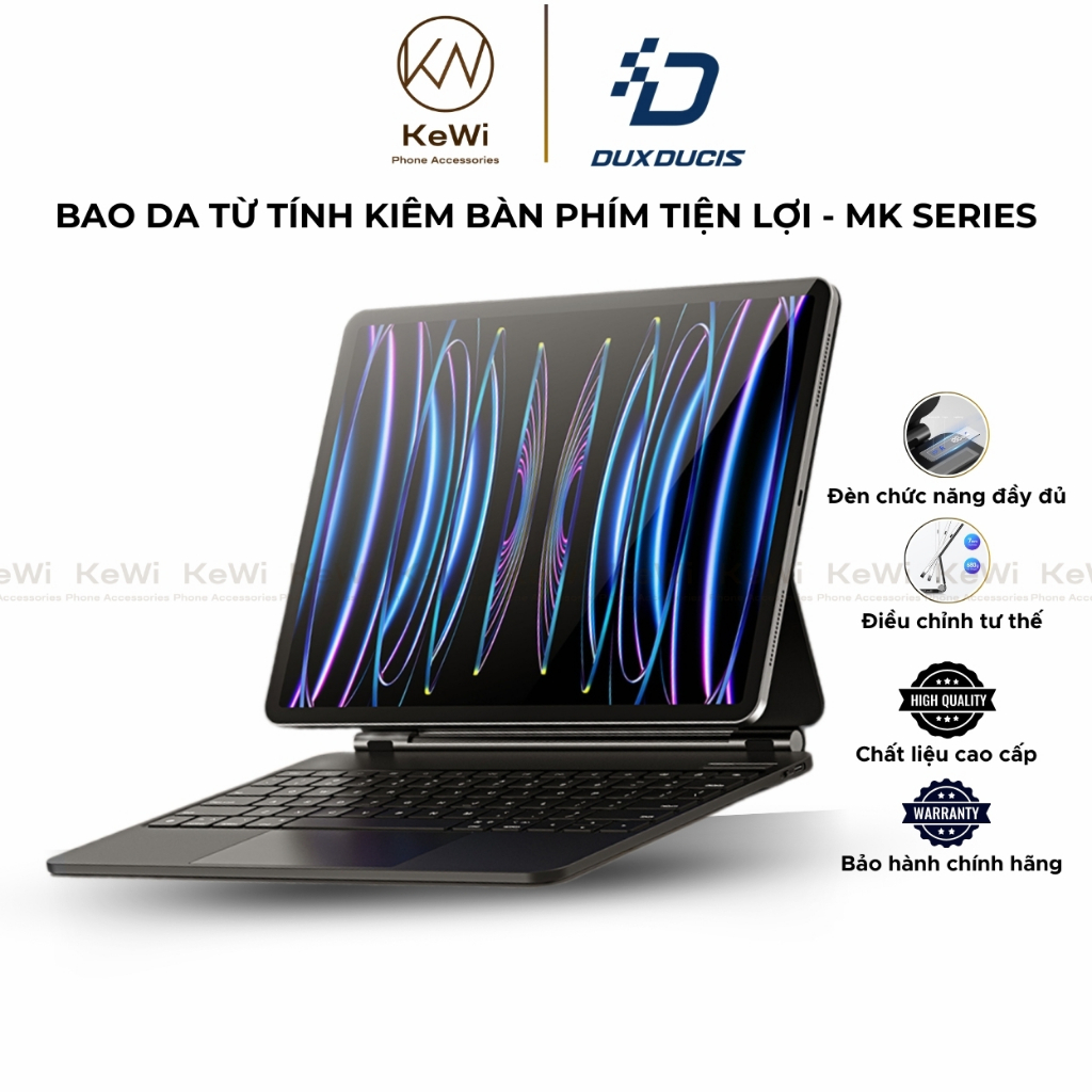 Bao Da Từ Tính Nam Châm Kiêm Bàn Phím Dux Ducis cho iPad Air 7 / Air 6 13" / iPad Pro 12.9" (2018-22