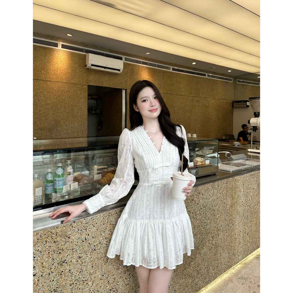 COQUI - Váy thiết kế nữ tay dài, dáng xòe ngắn tiểu thư sang trọng trẻ trung thanh lịch LAGOM DRESS | BigBuy360 - bigbuy360.vn