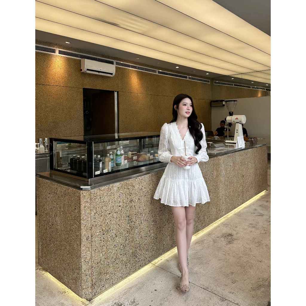 COQUI - Váy thiết kế nữ tay dài, dáng xòe ngắn tiểu thư sang trọng trẻ trung thanh lịch LAGOM DRESS | BigBuy360 - bigbuy360.vn