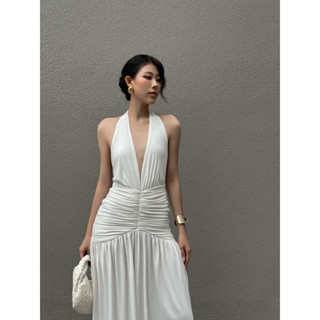 BASICBODY- NARLAURA DRESS Đầm maxi xẻ cổ V buộc dây sau