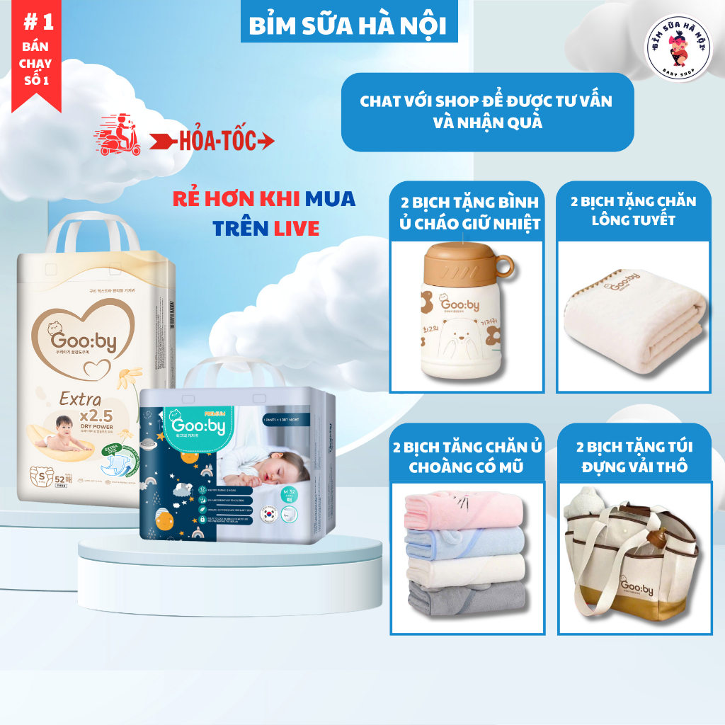 Combo 2 Tã Bỉm Dán Quần Gooby Ngày Đêm Hàn Quốc cho bé Đủ size NB/S/M/L/XL/2XL/3XL
