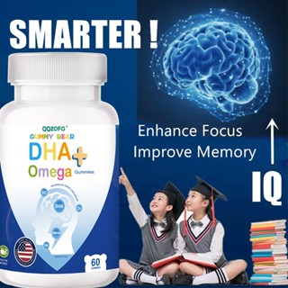 QQZOFG Kẹo dẻo DHA hương trái cây với Vitamin C,Omega 3 Vitamin Tổng Hợp Tăng Cường Trí Não và Sức Khỏe Cho Bé và Bà Bầu