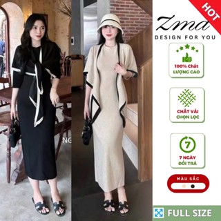  Váy Bầu Mùa Đông Kèm Áo Choàng Dài Qua Gối Chất Len Mềm Mịn Không Xù Không Phai Thời Trang 2026 ZMA 