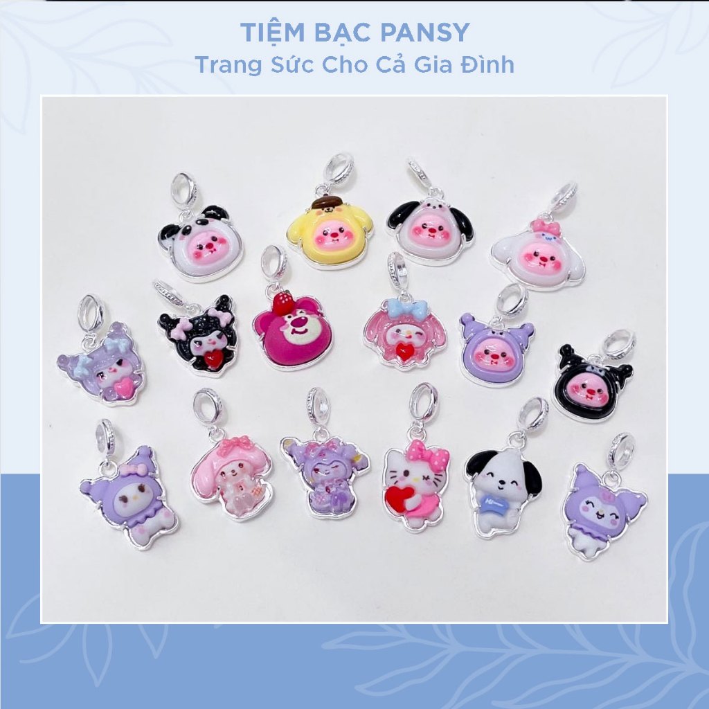 Mặt dây chuyền hình thú Sanrio đáng yêu - Charm bạc Medoly, Kuromi, Gấu Dâu, Kitty, Cinnamoroll,...
