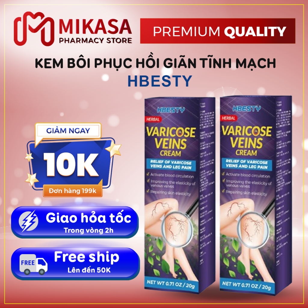 Kem Suy Giãn Tĩnh Mạch HBESTY Varicose Veins Cream - Kem Bôi Giãn Tĩnh Mạch Cải Thiện Lưu Thông Tĩnh Mạch