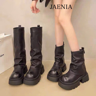 Giày Bốt da cao cấp đế cao 6cm cổ cao 33 cm phong cách Hàn Quốc Basic Cá Tính Mùa Đông