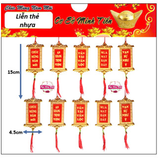 Sỉ 10 liễn thẻ bài trang trí tết 2025, liễng treo trang trí cành đào, cây mai ngày Tết Nguyên Đán