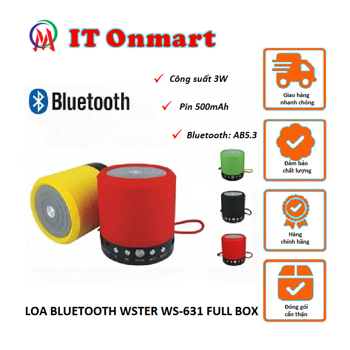 Loa bluetooth WS-631 loại 1 hỗ trợ  TF, usb, fm, radio âm thanh hay nhỏ gọn