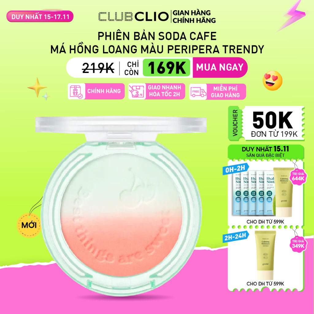 (Ver. Night Peri) Má Hồng Peripera 2 Màu Pure Blushed Custom Cheek 4.2g