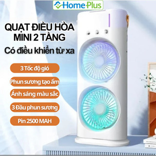 Quạt Điều Hòa Phun Sương Tích Điện Có 2 Khoang Gió Làm Mát Bằng Hơi Nước, Có Đèn LED Decor - ONEBI