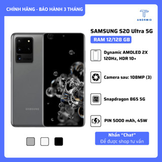 ĐIỆN THOẠI SAMSUNG GALAXY S20 Ultra 5G Chính Hãng - RAM12/128 GB - Snapdragon 865, PIN 5000 mAh