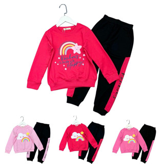 Bộ nỉ da cá thu đông cho bé gái size 9-14 tuổi, Bộ nỉ da cá 4c đanh lì, dày ấm có bo gấu - SUNKIDS1