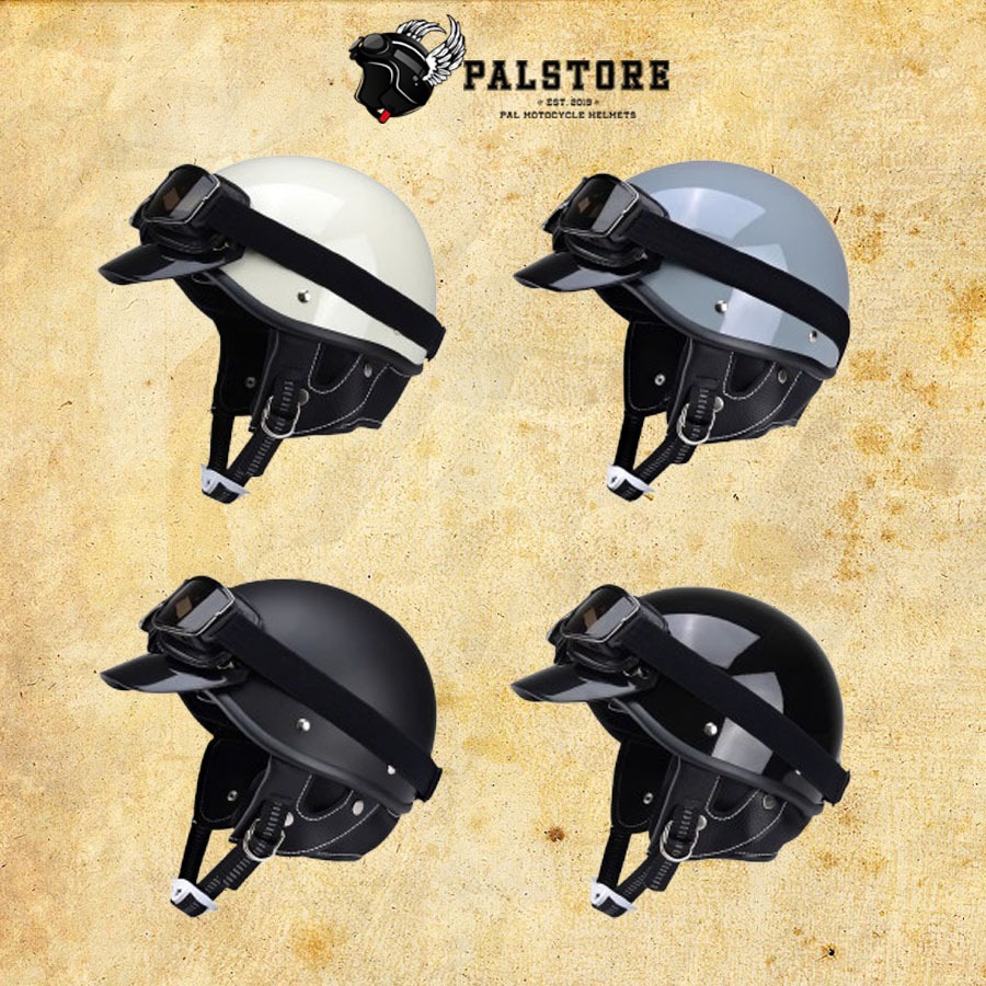 Mũ bảo hiểm Napoli N179 cap zoom đen + Kính Pilot đen Freesize [55-58cm]